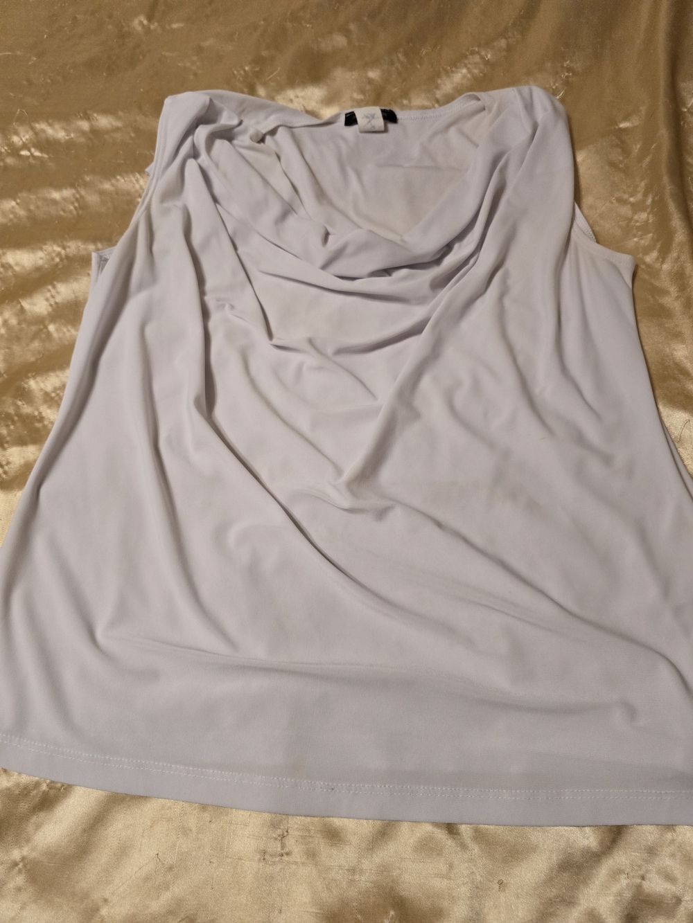 Sleeveless White Cowl Neck Women's Top